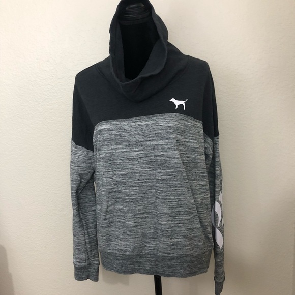 PINK Victoria's Secret Tops - Victoria Secret Pink Grey Cowl Neck Sweatshirt